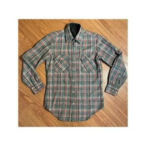 Alexander’s Plaid Shirt Men’s Small Gray/Cream/Red Wool Blend Western Heritage
